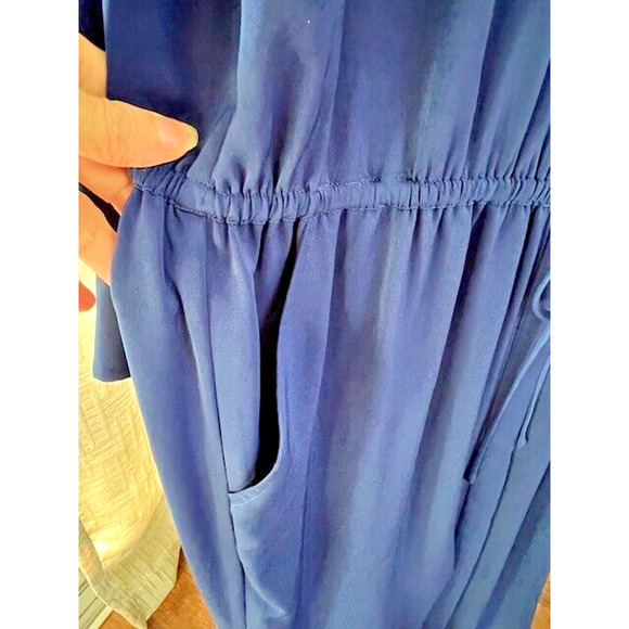 New VINCE Womens Medium M Long Blue Maxi Dress Long Sleeve V-Neck Retail $425 - Picture 9 of 12